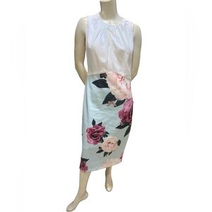 Ted Baker white floral pencil dress size 4 US large
